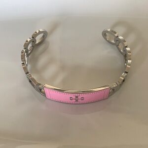 Elegant Silver and Pink Cuff bracelet